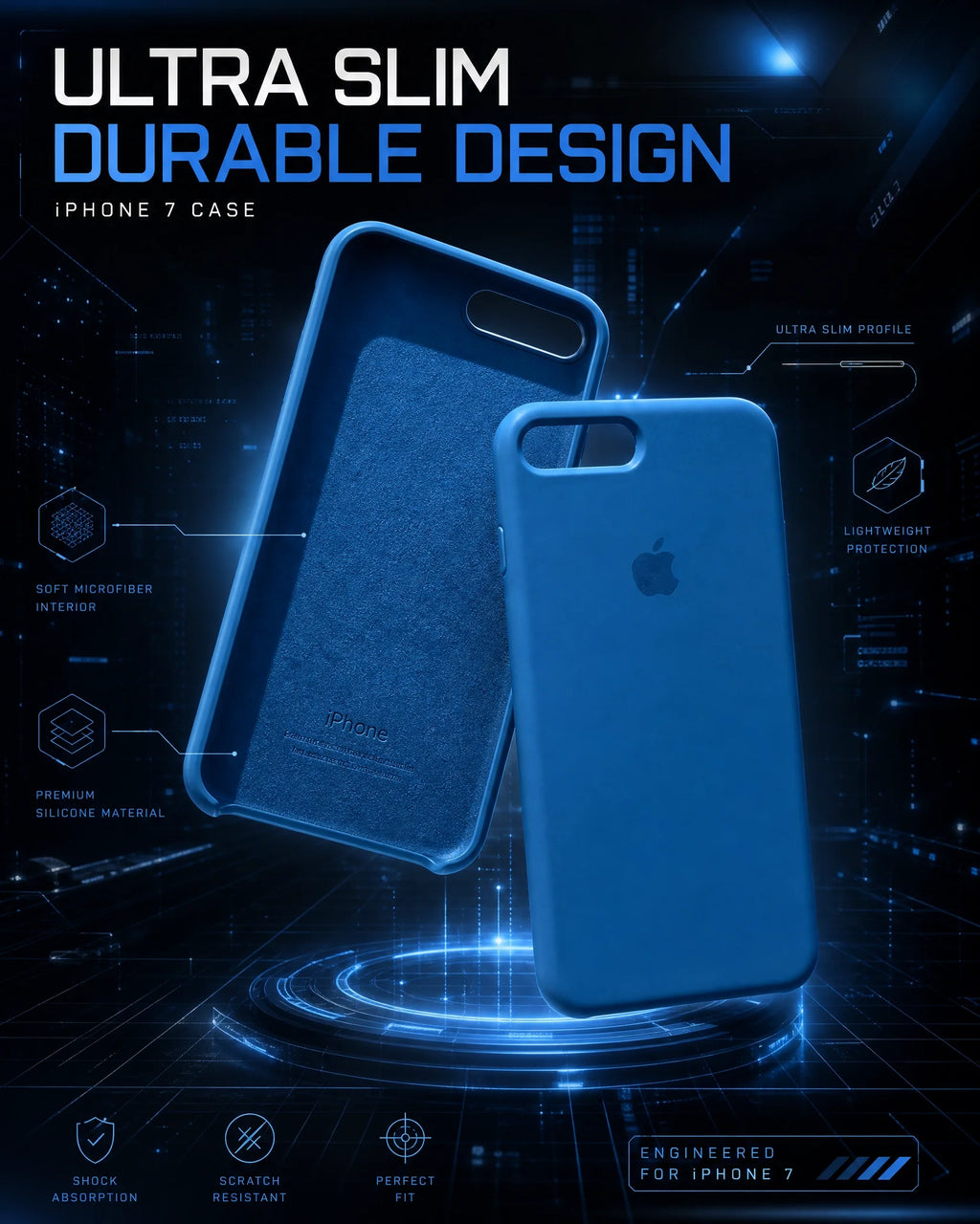 Premium Silicone Case for iPhone 7 – Slim, Shockproof, Anti-Slip Protective Cover