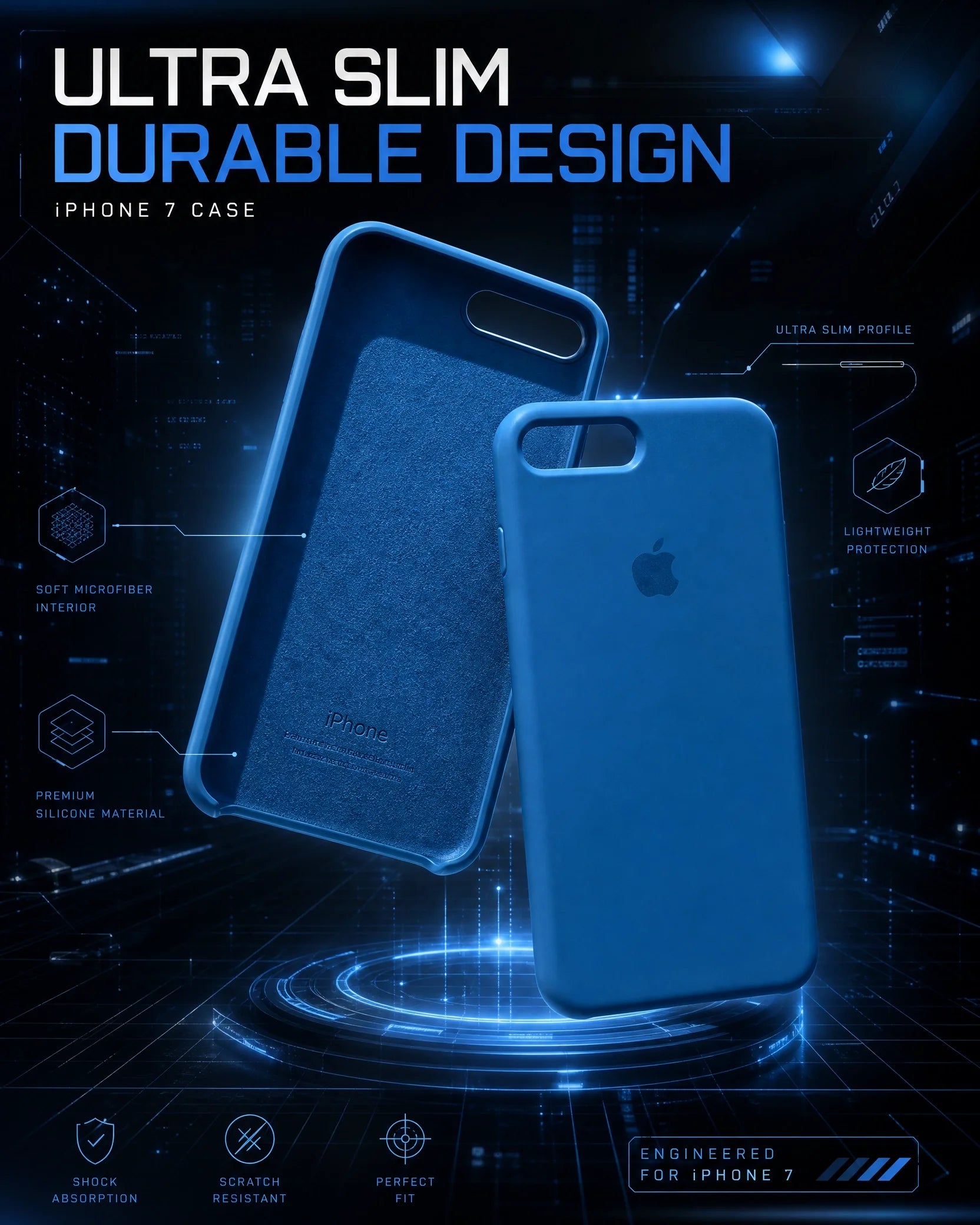 Premium Silicone Case for iPhone 7 – Slim, Shockproof, Anti-Slip Protective Cover