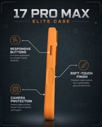iPhone 17 Pro Max Case – Black-Orange, Premium Shockproof Cover