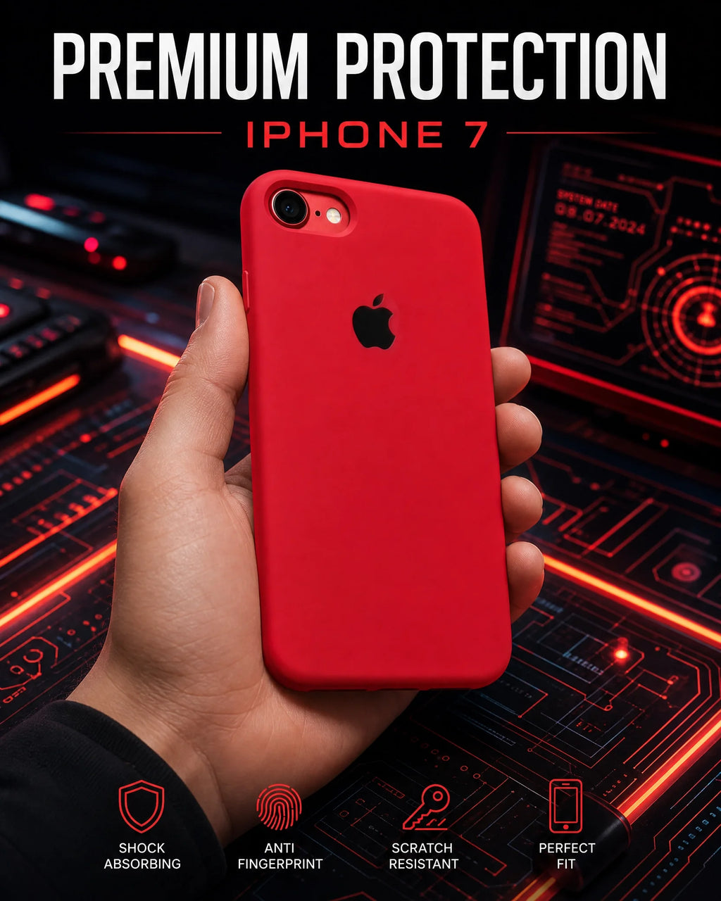 Premium Silicone Case for iPhone 7 – Slim, Shockproof, Anti-Slip Protective Cover